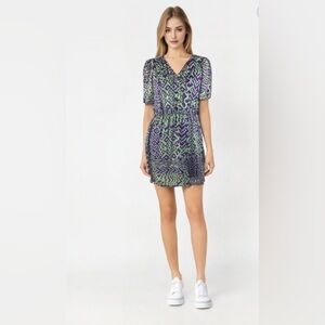 𝅺Brandon & Ashley baby doll mini dress shirred waist lavender mint green size L